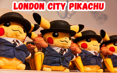 London City Pikachu - most wanted toy from Pokemon Center London. Customers wait in 4 hours queue for it.