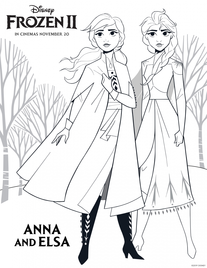 Frozen 2 coloring page Elsa and Anna