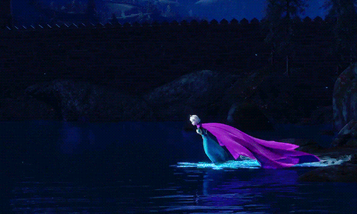 Elsa travelling on water to the new herself in Frozen and Frozen 2 parallels