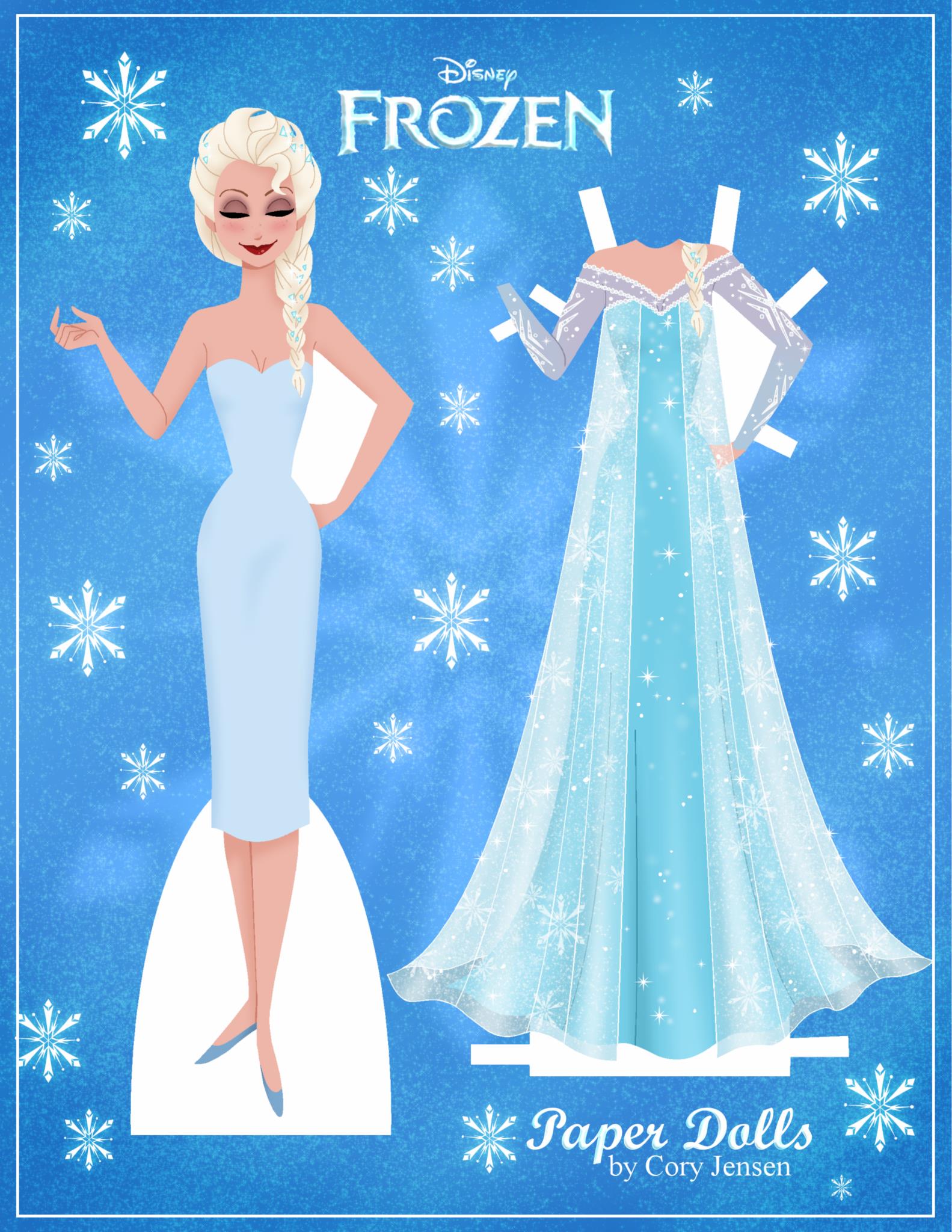 Frozen 2 Elsa and Anna paper dolls with clothing and dresses from the ...