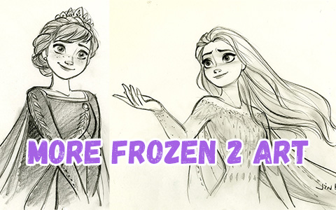 New Frozen 2 art with Elsa and Anna final look, and other main characters of the movie