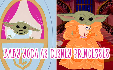 Baby Yoda as Disney Princess funny images