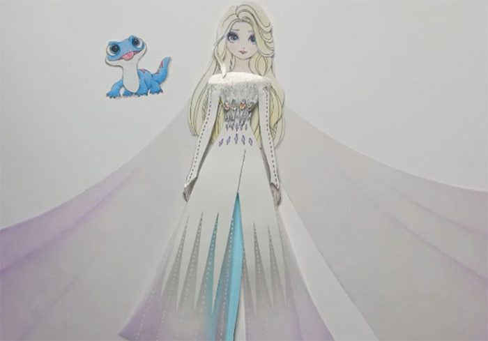 Frozen 2 Elsa paper doll white dress