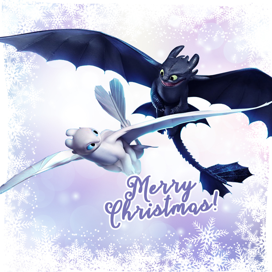Merry Christmas cards How to Train your Dragon with Light fury