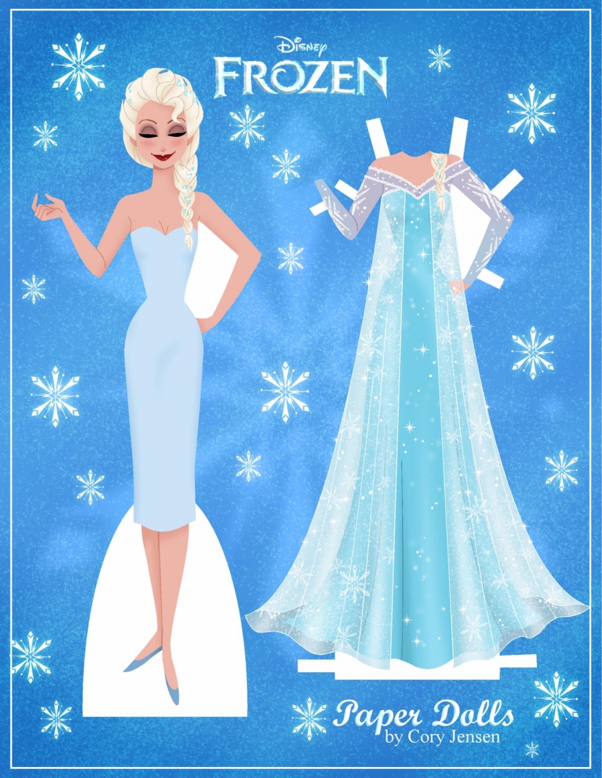 Frozen 2 paper dolls Elsa and Anna with clothing and hairstyles