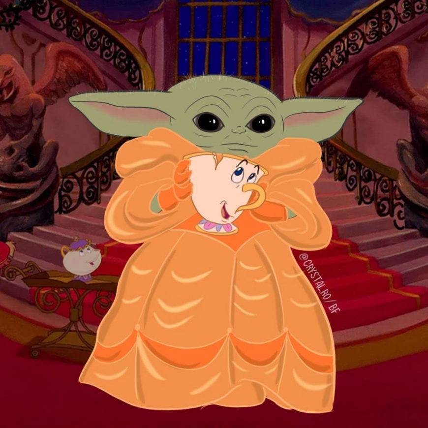 Baby Yoda as Disney Princess funny images