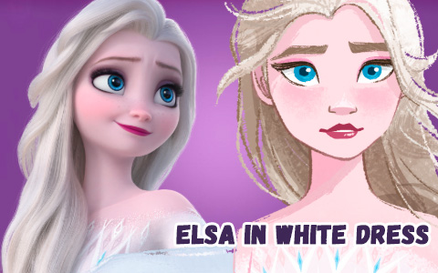 Frozen 2 Elsa in white dress with hair down new official big images