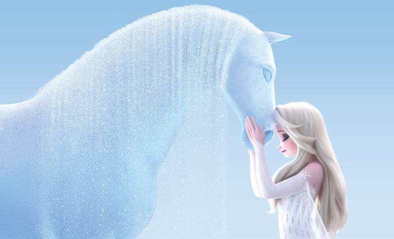 New image of Elsa in white dress shows details of frozen version of the water spirit - horse Nokk