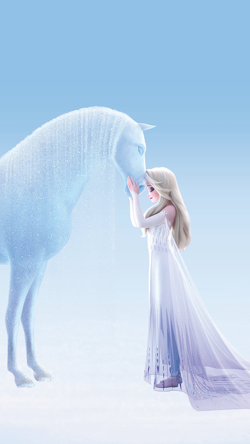 New image of Elsa in white dress shows details of frozen version of the water spirit - horse Nokk