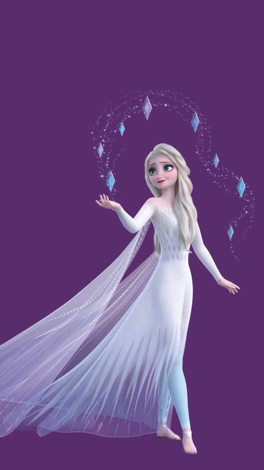 Frozen 2 hd wallpaper Elsa white dress hair down mobile