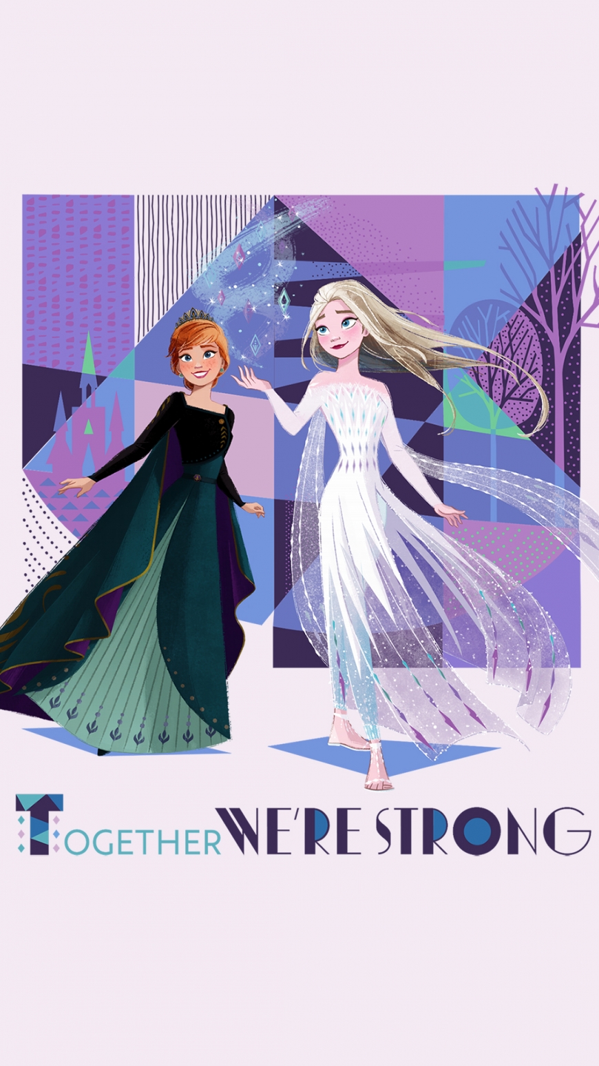 Frozen 2 hd background mobile  Elsa white dress  and Anna queen