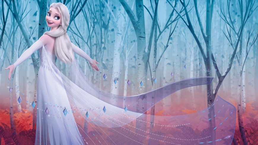 Frozen 2 hd wallpaper Elsa Snow Queen in enchanted forest