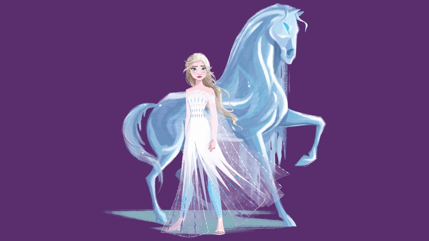 Frozen 2 hd wallpaper Elsa white dress and Nokk
