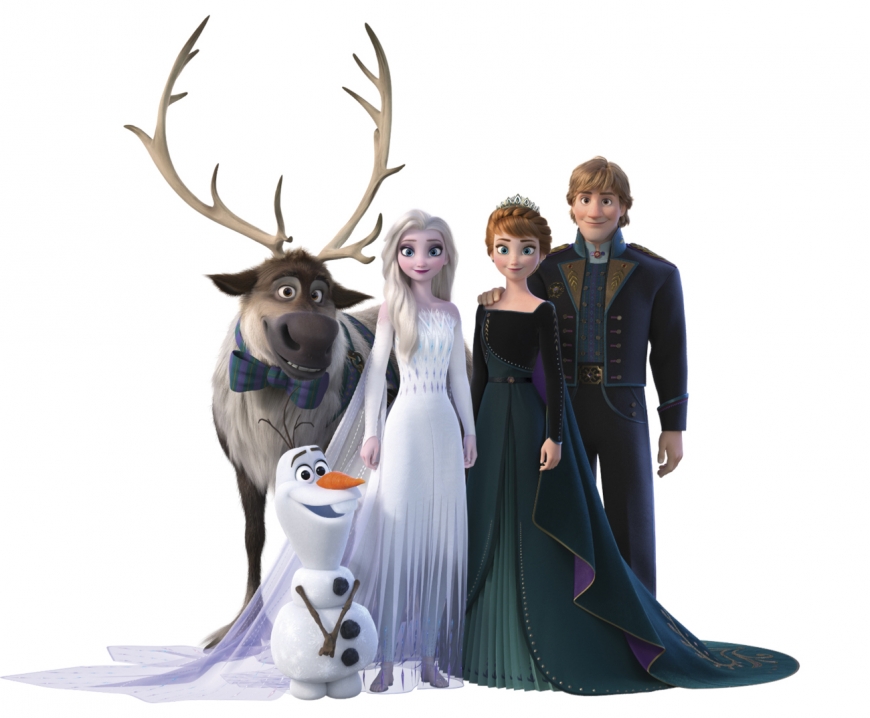 Frozen 2 Anna queen of Arendelle and Elsa as Snow Queen family portrait
