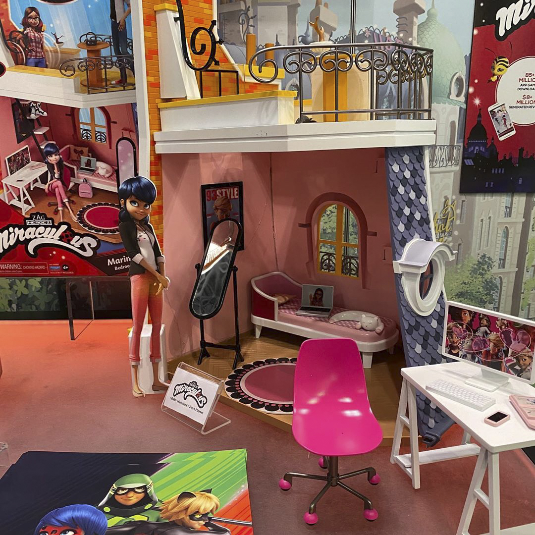 Including Ladybug with hair down doll and Marinette’s room playset! 