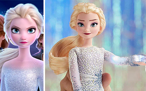 Frozen 2 Elsa doll with ponytail from battle with Nokk scene - Magical Discovery doll from Hasbro