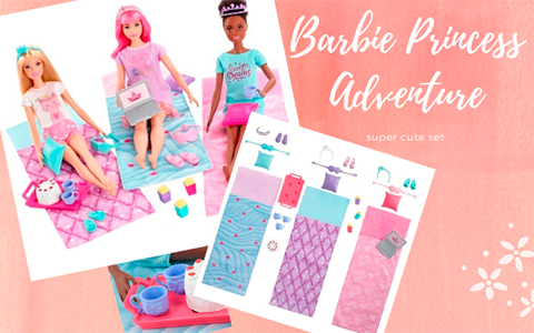 Barbie Princess Adventure Sleepover set with 3 dolls images