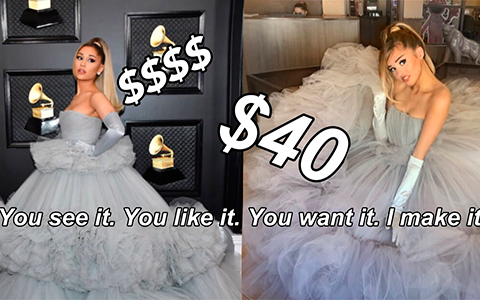 How girl made Ariana Grande Grammy grey dress just for $40
