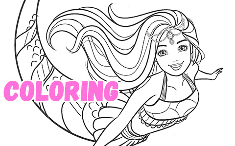 Beautiful mermaid Barbie coloring pages