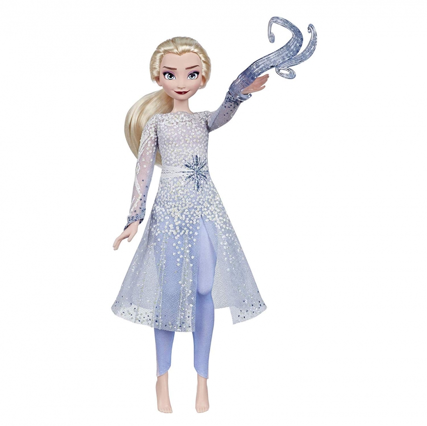 Frozen 2 Magical Discovery Elsa Doll with Lights and Sounds, elsa with ponytail barefoot