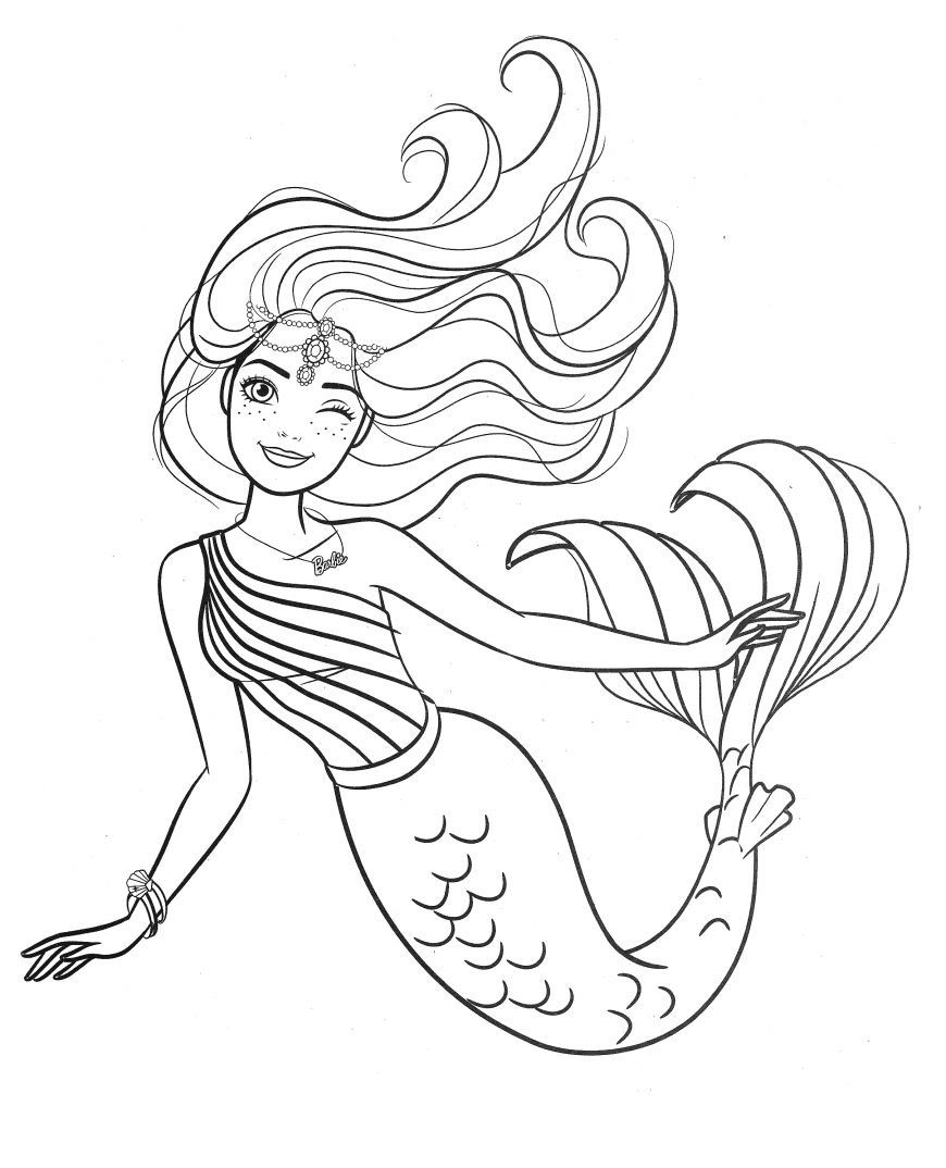 Beautiful Mermaid Barbie Coloring Pages YouLoveIt