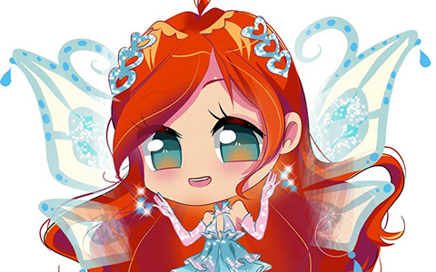 Super cute Winx chibi Bloom in season 3 outfits including Enchantix transformation