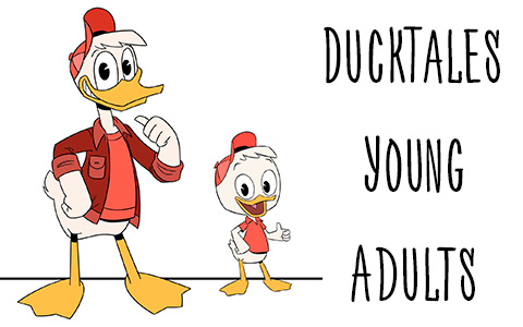 Pictures of grownups Huey, Dewey, Louie and Webby from new DuckTales