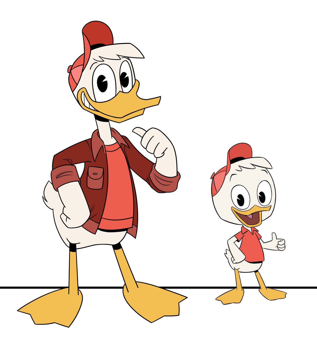 Pictures of grownups Huey, Dewey, Louie and Webby from new DuckTales 
