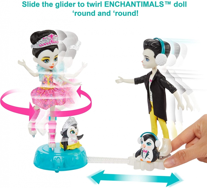 Enchantimals winter Darling Ice Dancers with Preena Penguin & Jayla, Patterson Penguin & Tux dolls