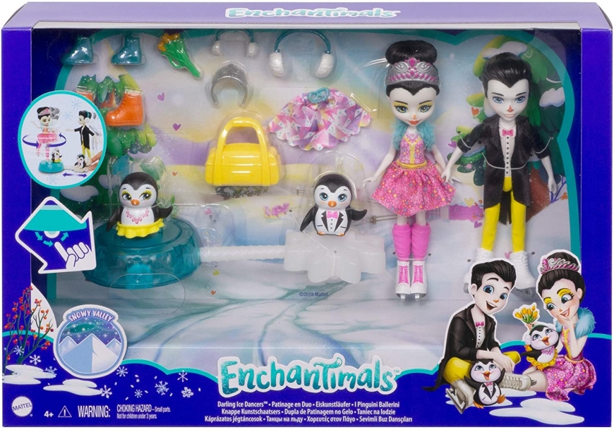 Enchantimals winter Darling Ice Dancers with Preena Penguin & Jayla, Patterson Penguin & Tux dolls