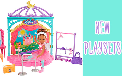 Barbie Club Chelsea dolls Ballet and Snack Cart playsets