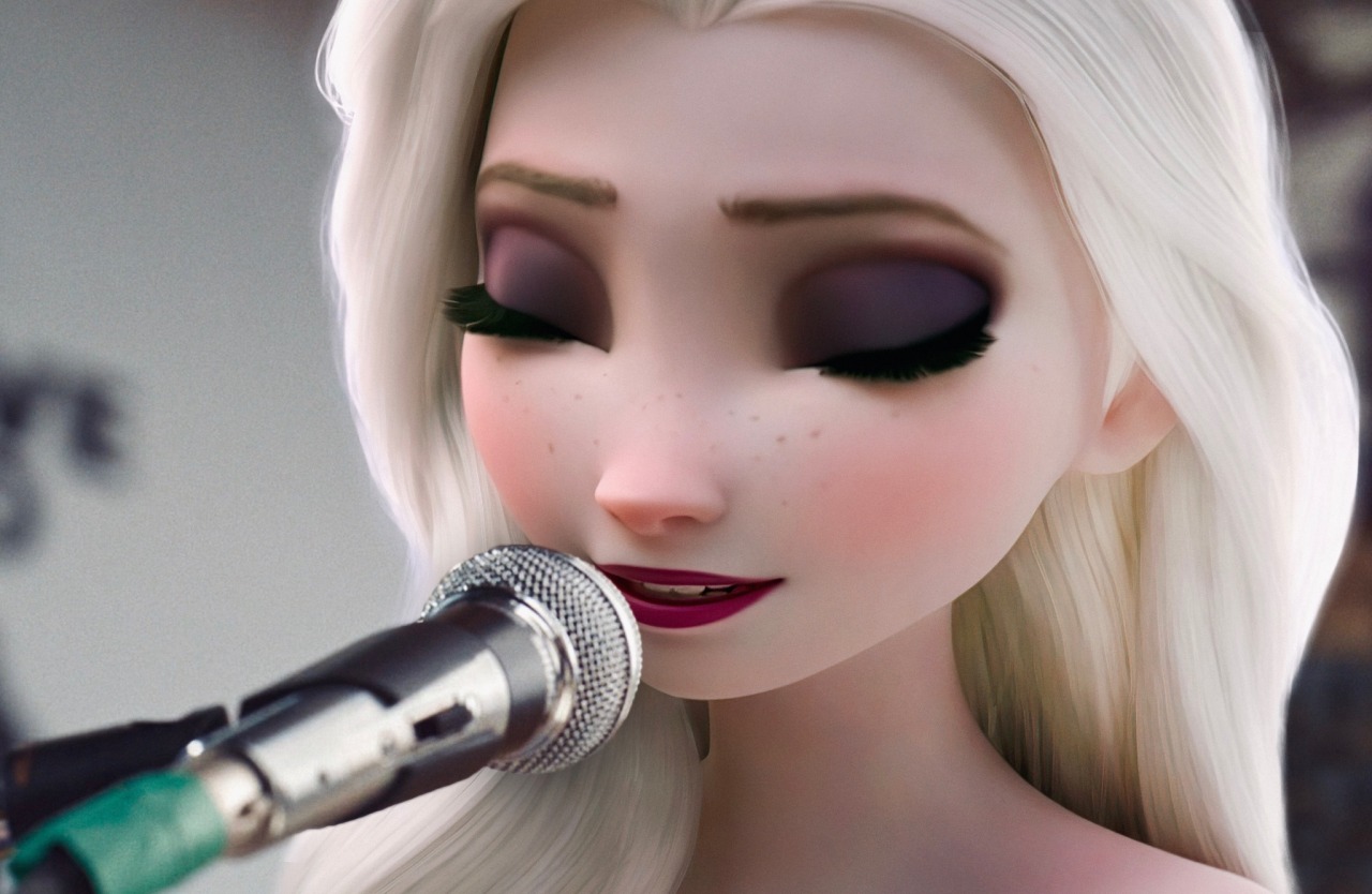 Frozen 2 Elsa as a modern singer in in fantastically beautiful pictures