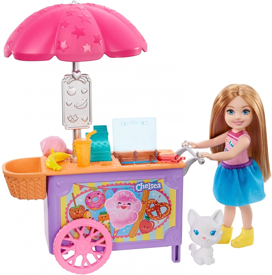 Barbie Club Chelsea dolls Ballet and Snack Cart playsets