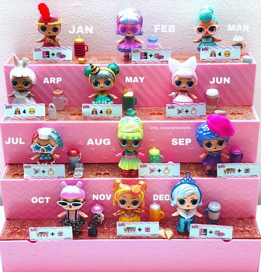 Picture of the LOL Present Surprise dolls by month