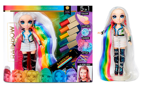 Amaya Raine 5/1 Doll Color Glitter Ombre Style Details about   Rainbow High Doll Hair St #10
