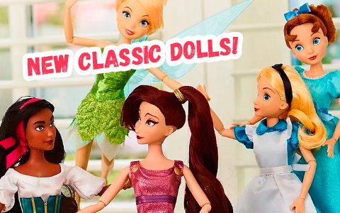 New Classic Disney Store dolls: Esmeralda, Megara, Alice, Wendy and Tinker Bell