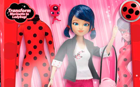 Miraculous Marinette transform to Ladybug doll with 2 outfits and detachable mask