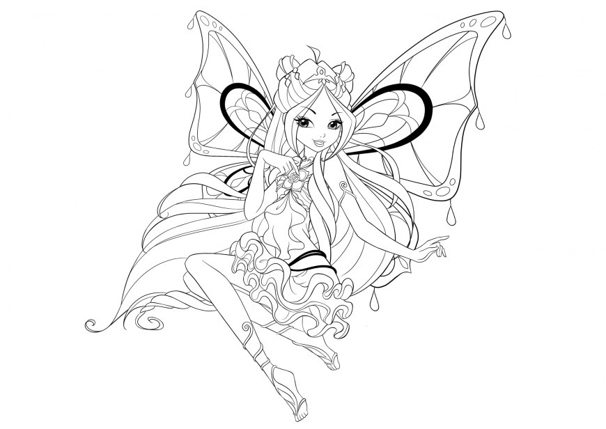 Winx Club season 8 enchantix Flora coloring page