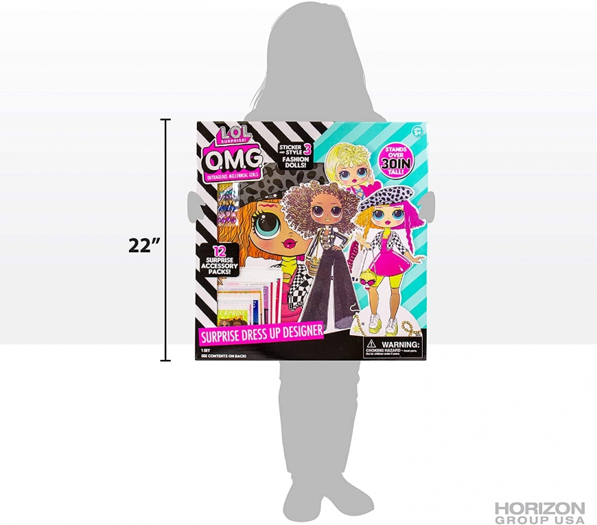 LOL OMG Surprise Dress Up Designer with 3 LOL OMG dolls 30 inches dolls stands