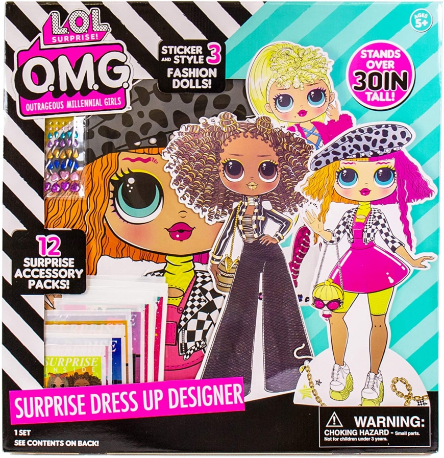 LOL OMG Surprise Dress Up Designer with 3 LOL OMG dolls 30 inches dolls stands