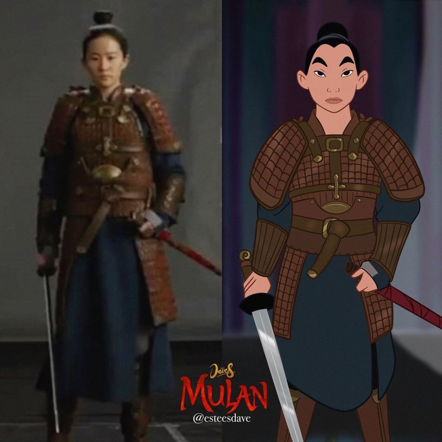 Animated Mulan in fashions from live action movie