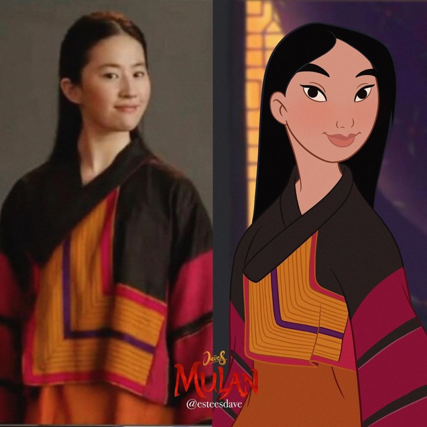 Animated Mulan in fashions from live action movie