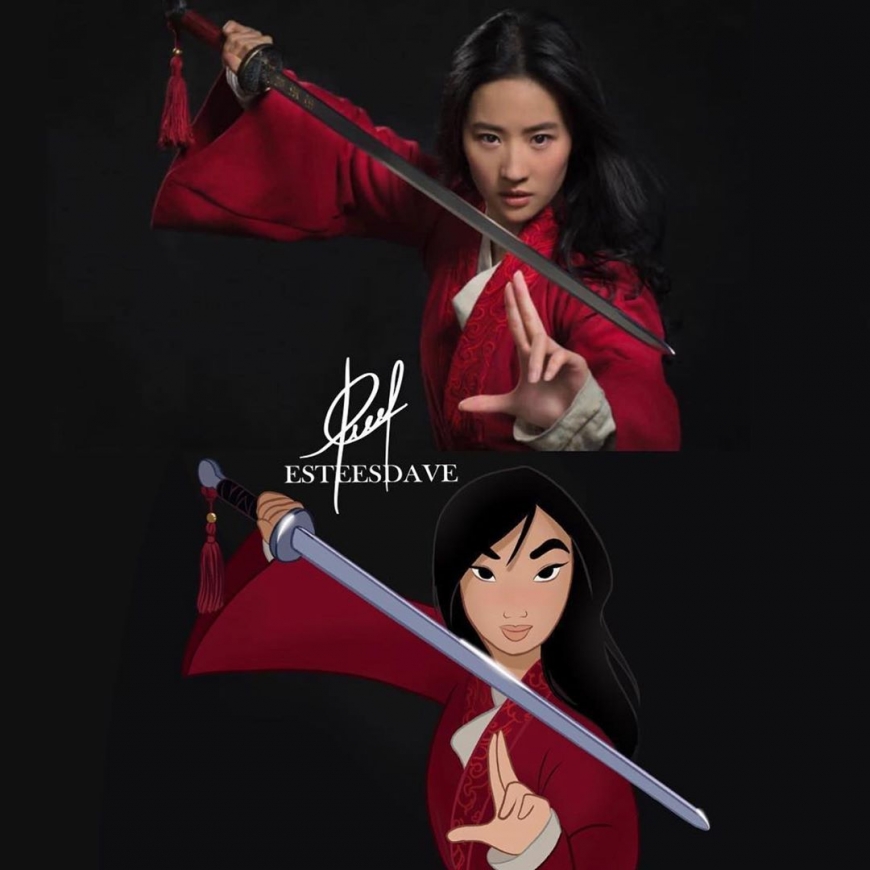 Animated Mulan in fashions from live action movie