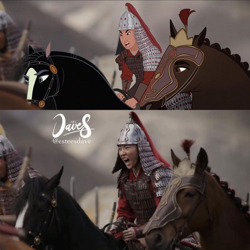 Animated Mulan in fashions from live action movie