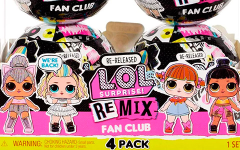LOL Surprise Remix 4pack - special release of the Kitty Queen, Line Dancer, 80s B.B., Honey Bun dolls