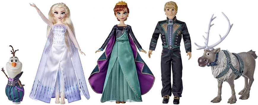 Frozen 2 Finale Set, with Anna, Elsa, Kristoff, Olaf and Sven dolls in new outfits