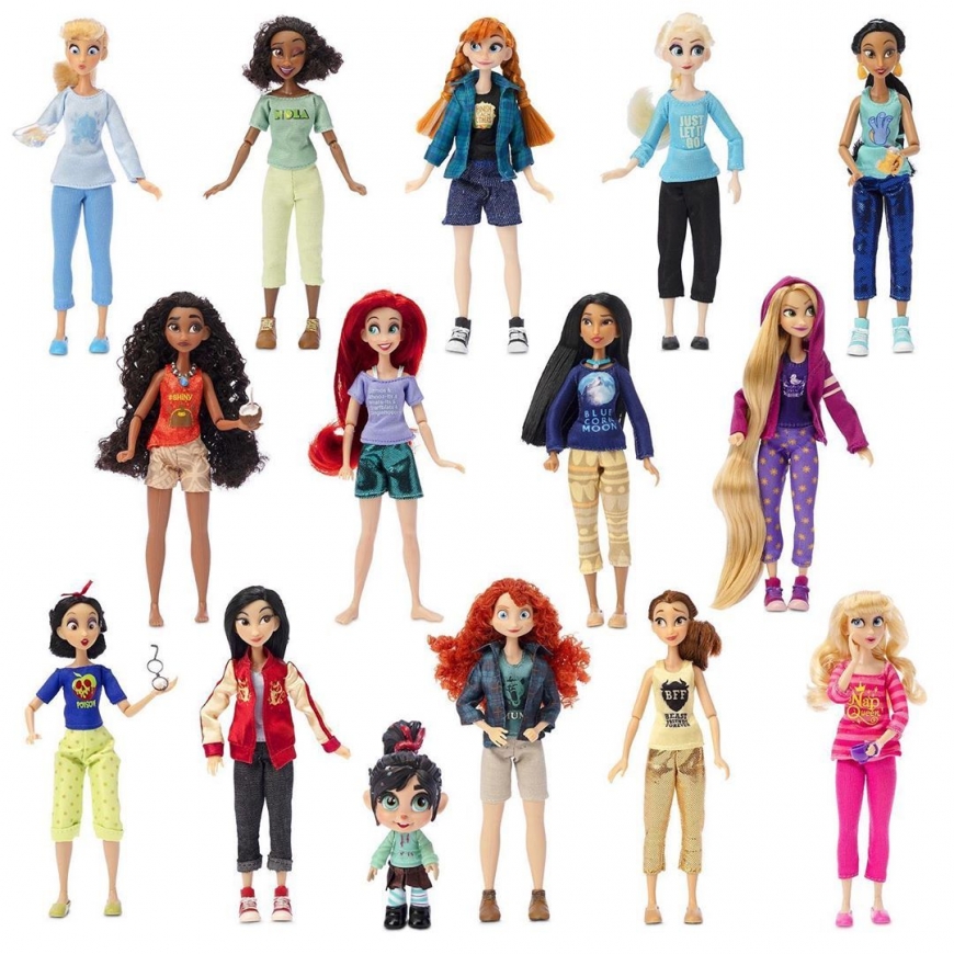 Disney Store Princess Comfy Squad full doll set with 15 dolls including Elsa and Anna