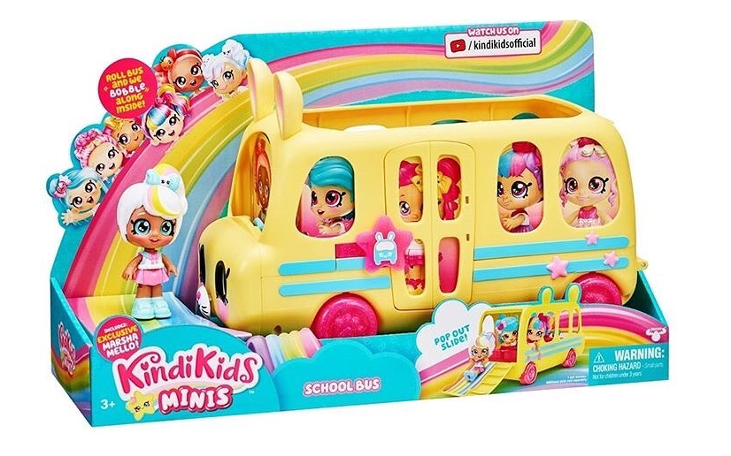 Kindi Kids Minis School Bus set with Marsha Mello Minis doll