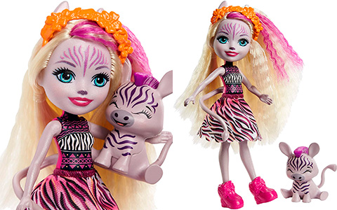 Enchantimals Zadie Zebra doll with pet named Ref