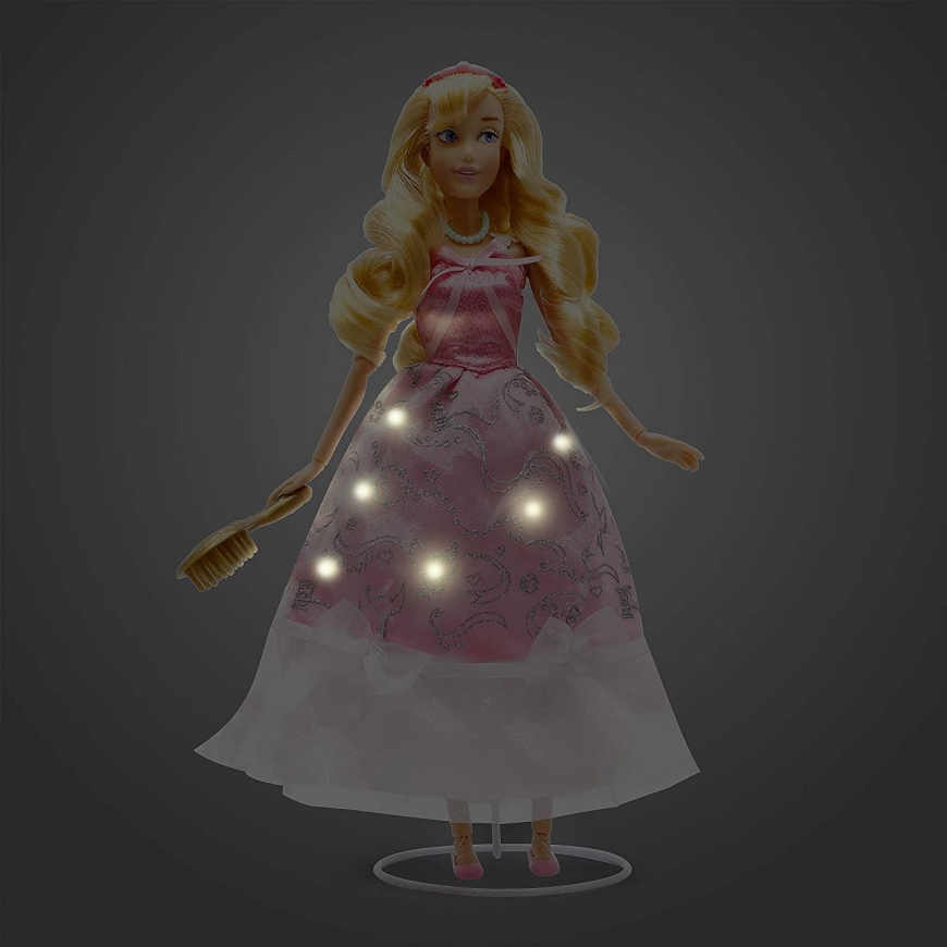 Disney Store Light-Up Dress Cinderella doll in pink made by mice and birds dress